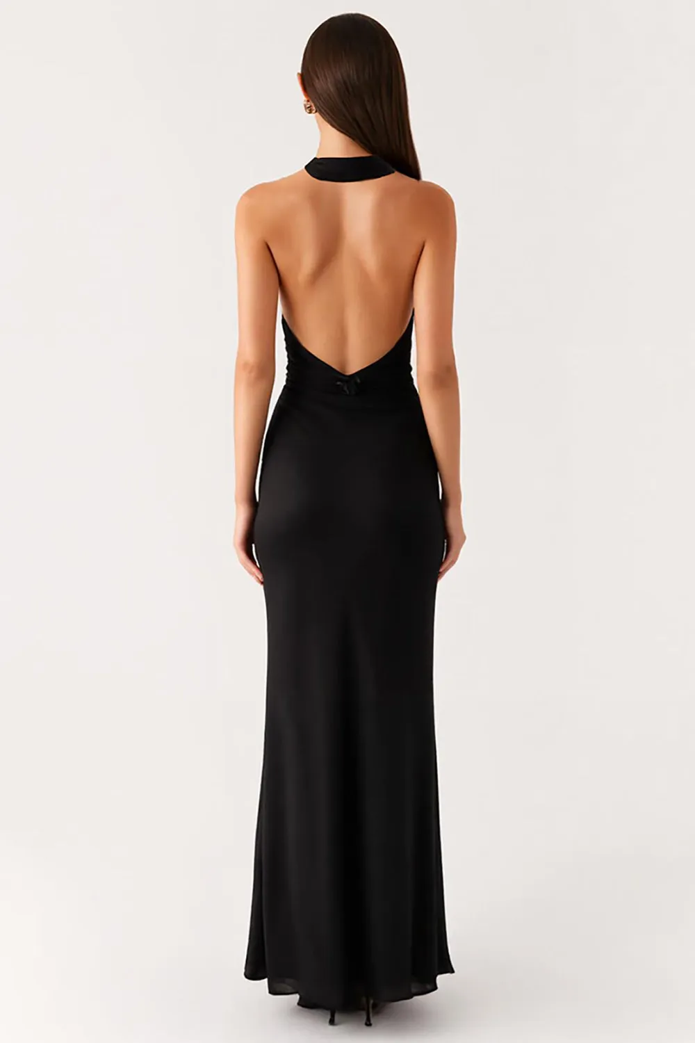 Sheath Halter Black Long Black Tie Dress sold by Zapaka product image thumbnail 2