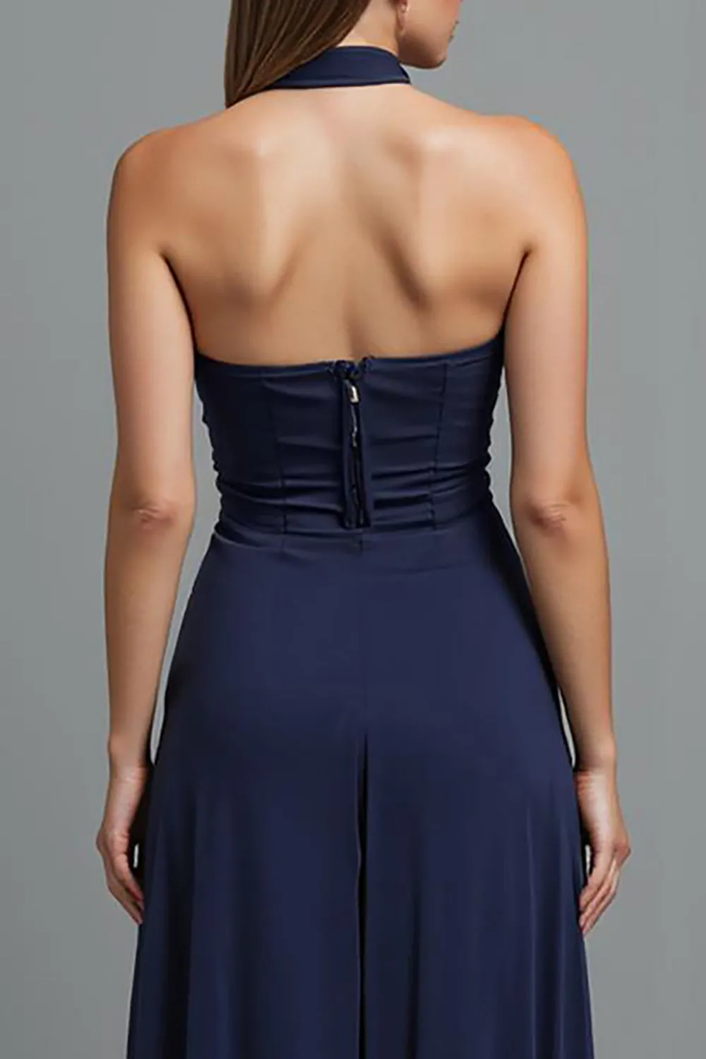 Dark Blue Strapless Sheath Evening Dress With Slit sold by Zapaka product image thumbnail 4