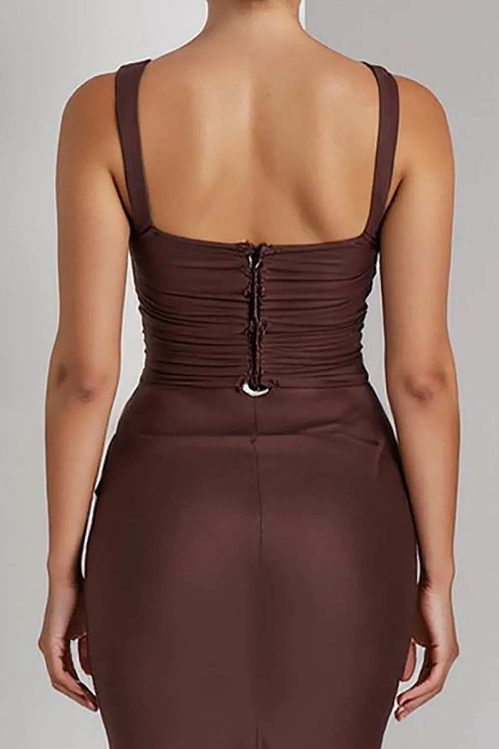 Coffee Mermaid Spaghetti Straps Maxi Evening Dress sold by Zapaka product image thumbnail 4