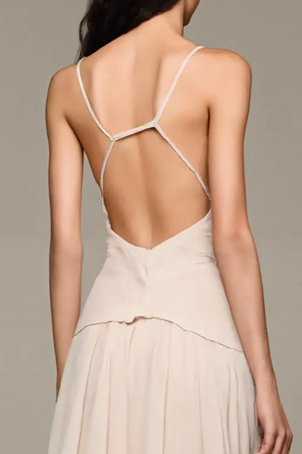 Apricot A-Line V-Neck Long Evening Dress With 3D Flowers sold by Zapaka product image thumbnail 3
