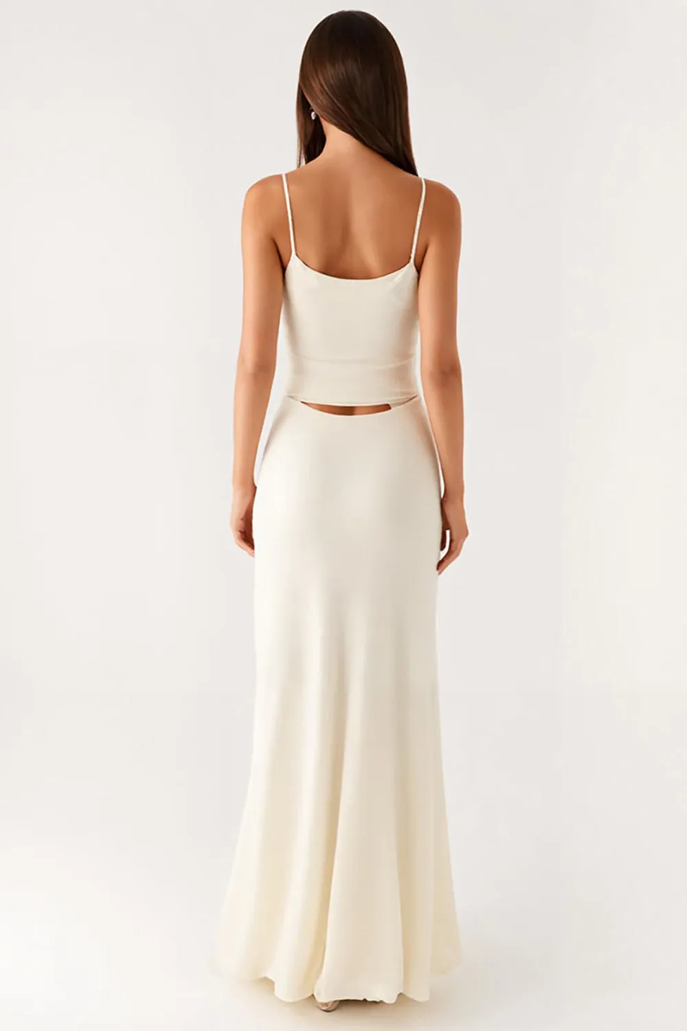 Elegant Sheath Ivory Spaghetti Straps Evening Dress sold by Zapaka product image thumbnail 2