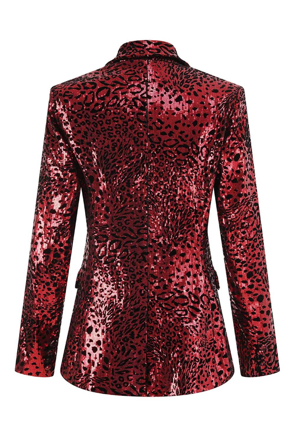 Red Leopard Sequin 2 Piece Peak Lapel Women's Prom Suit sold by Zapaka product image thumbnail 4