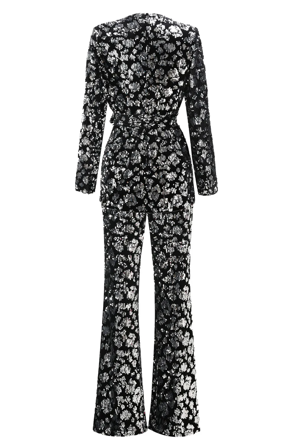 Sparkly Black Slim Fit 2 Piece Women's Prom Suit with Sash sold by Zapaka product image thumbnail 2