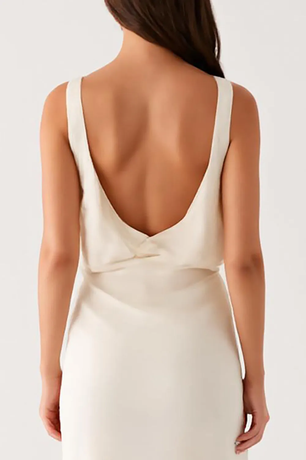 Sheath V-Neck Ivory Evening Dress With Slit sold by Zapaka product image thumbnail 4