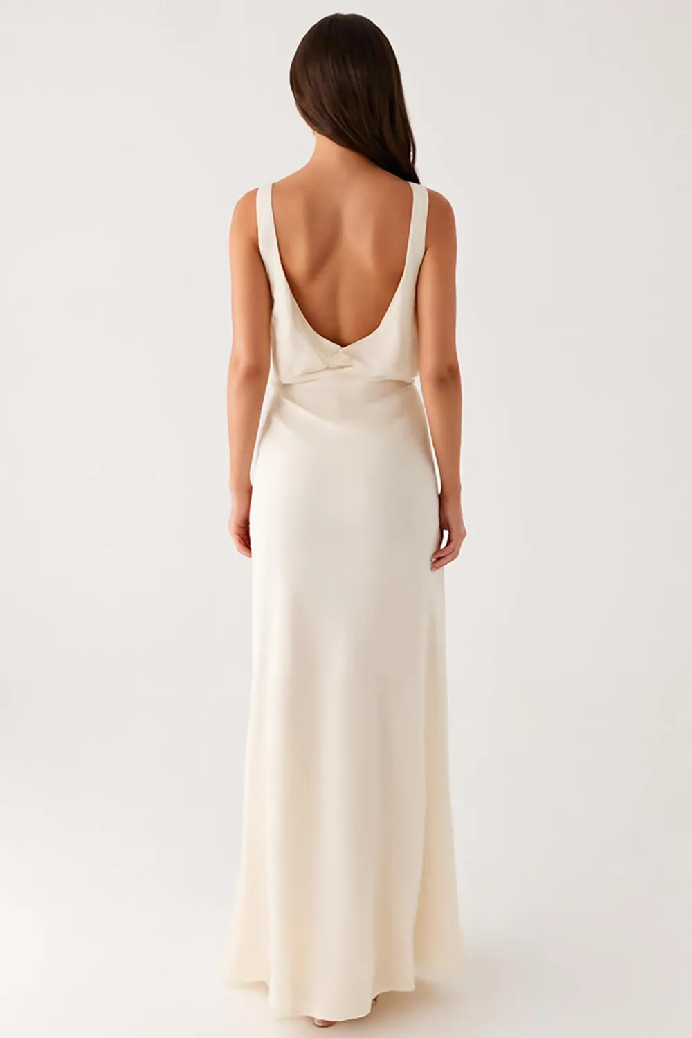 Sheath V-Neck Ivory Evening Dress With Slit sold by Zapaka product image thumbnail 2