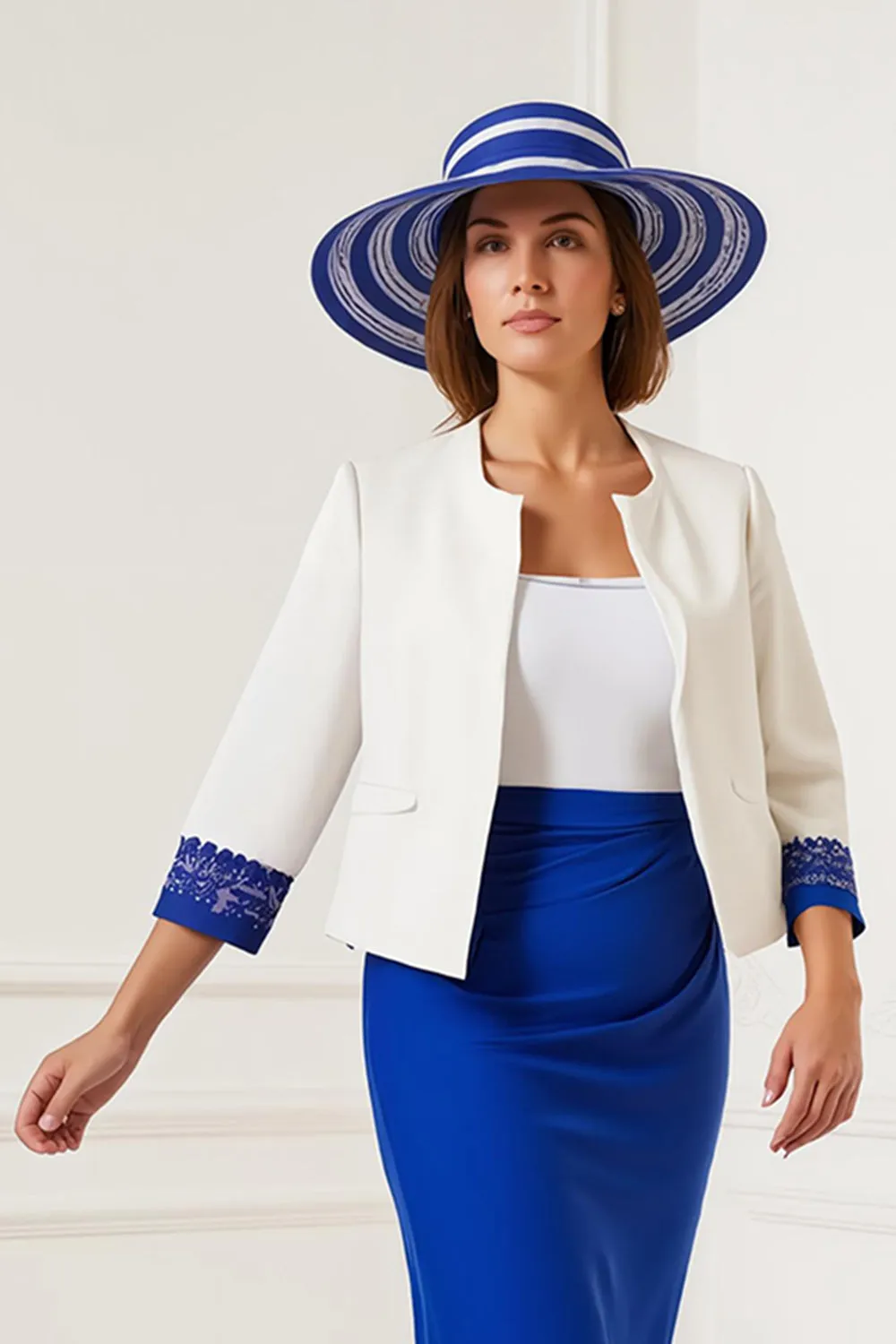 Royal Blue 2-Piece Mother of the Bride Dress with Lace Appliques sold by Zapaka product image thumbnail 2