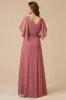 Desert Rose Chiffon A Line Appliqued Mother of the Bride Dress with Sleeves sold by Zapaka