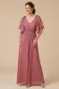 Desert Rose Chiffon A Line Appliqued Mother of the Bride Dress with Sleeves sold by Zapaka