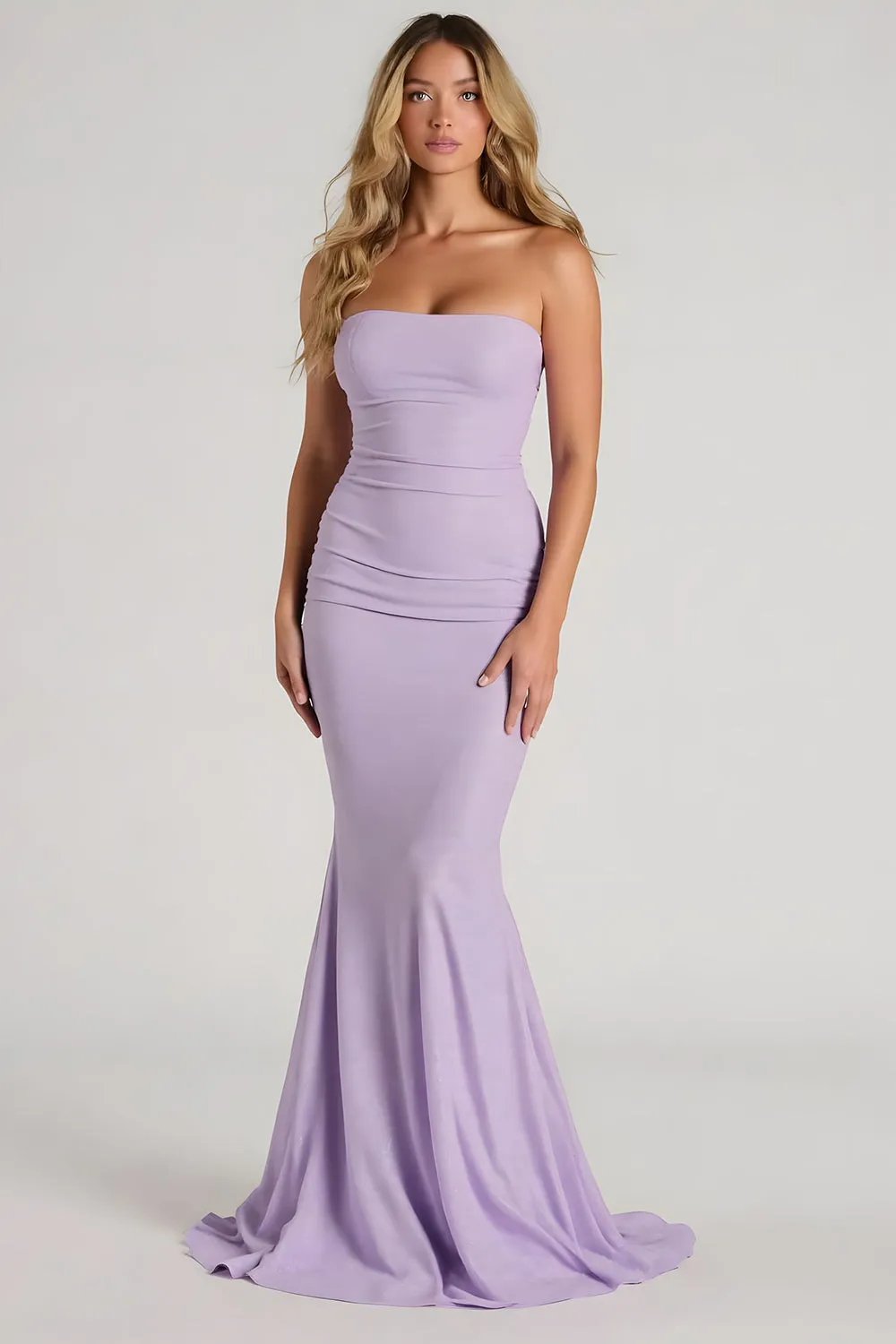 Lilac Strapless Mermaid Long Bridesmaid Dress sold by Zapaka