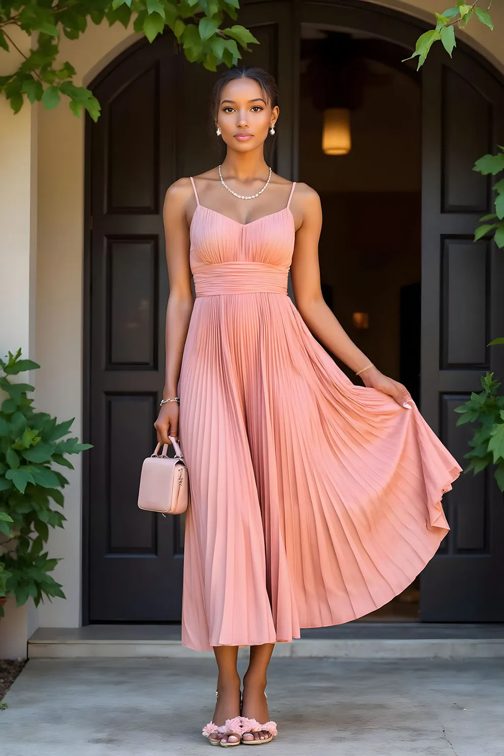 Sunset A-Line Chiffon Pleated Long Bridesmaid Dress sold by Zapaka product image thumbnail 3