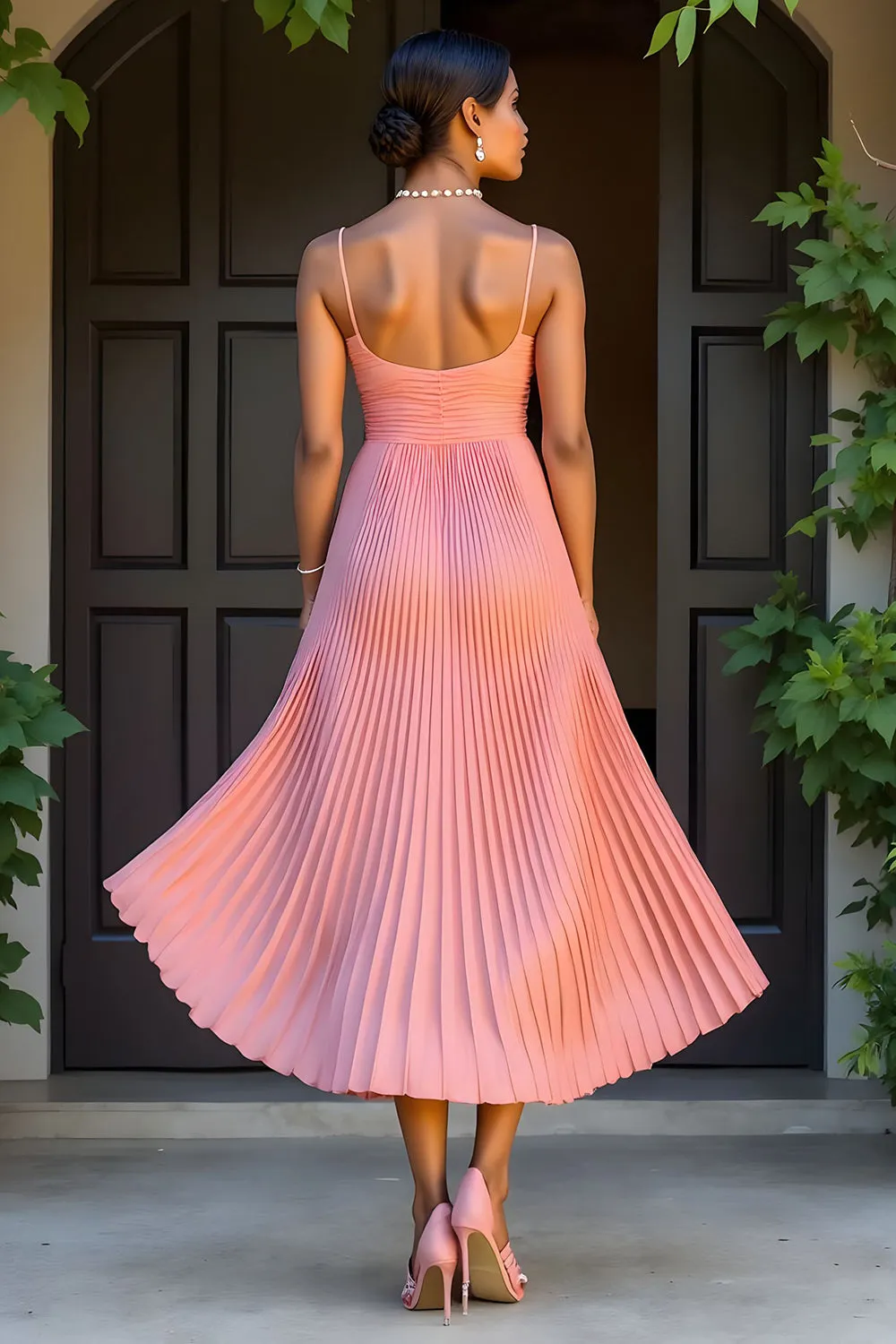 Sunset A-Line Chiffon Pleated Long Bridesmaid Dress sold by Zapaka product image thumbnail 2