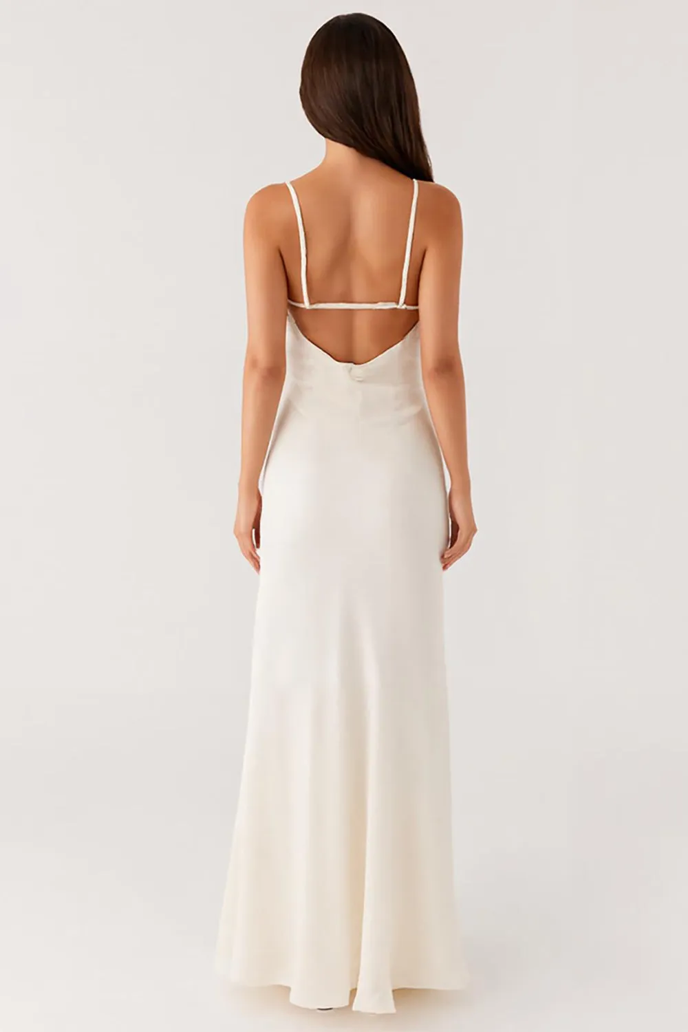 Sheath Ivory Spaghetti Straps Long Evening Dress sold by Zapaka product image thumbnail 2