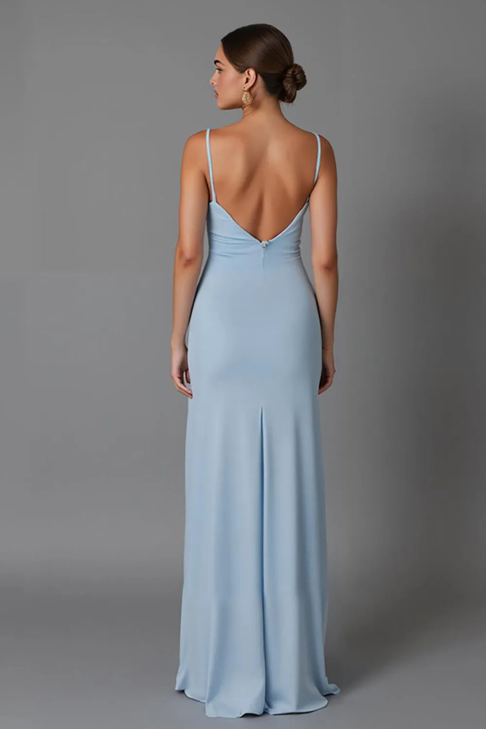 Sky Blue Sheath Spaghetti Straps Long Evening Dress sold by Zapaka product image thumbnail 2