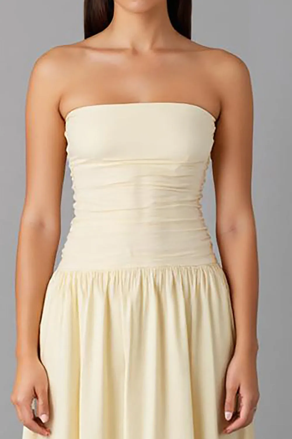 Simple Chiffon Daffodil Strapless A-Line Evening Dress sold by Zapaka product image thumbnail 4