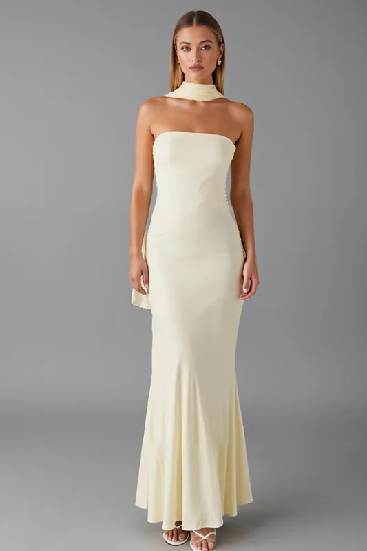 Daffodil Mermaid Chiffon Strapless Evening Dress sold by Zapaka