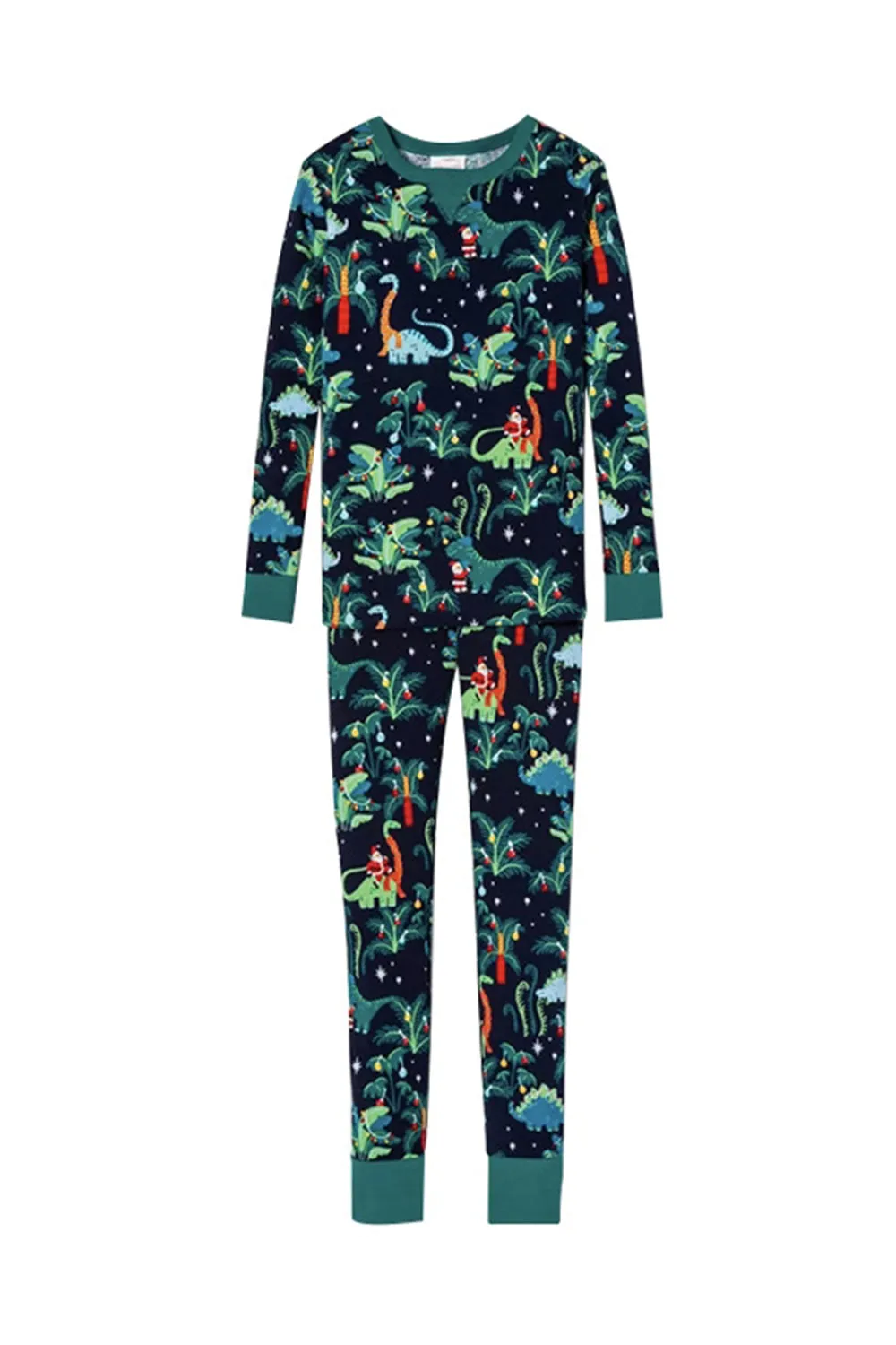 Navy and Green Printed Long Sleeve Family Christmas Pajamas sold by Zapaka product image thumbnail 5