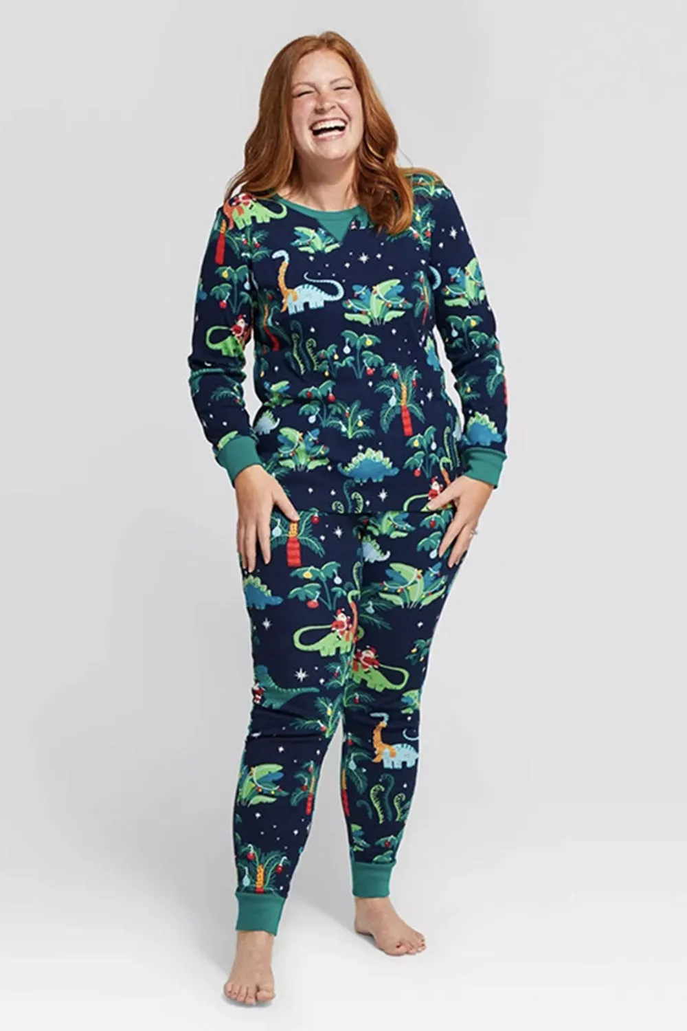 Navy and Green Printed Long Sleeve Family Christmas Pajamas sold by Zapaka product image thumbnail 3