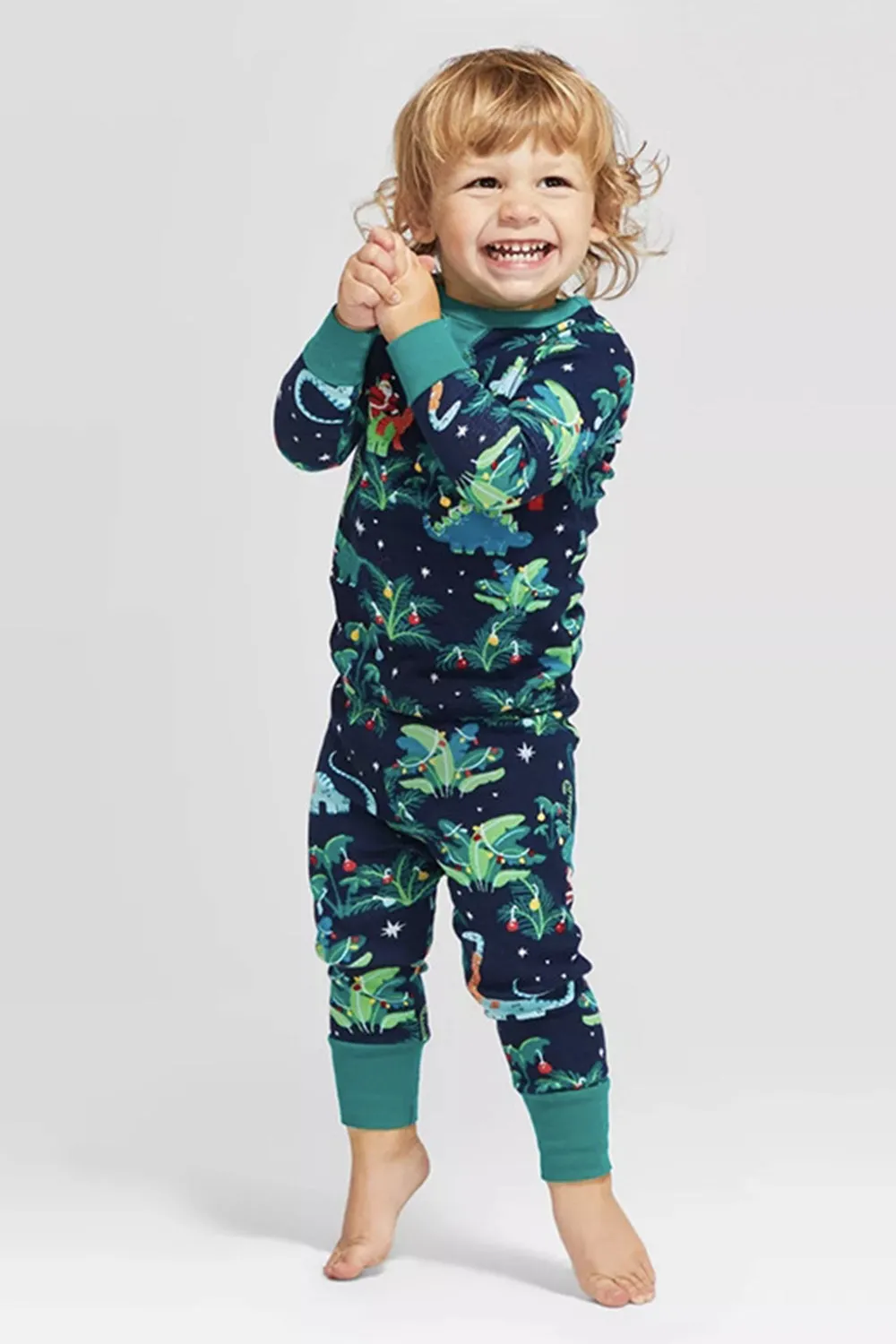 Navy and Green Printed Long Sleeve Family Christmas Pajamas sold by Zapaka product image thumbnail 4