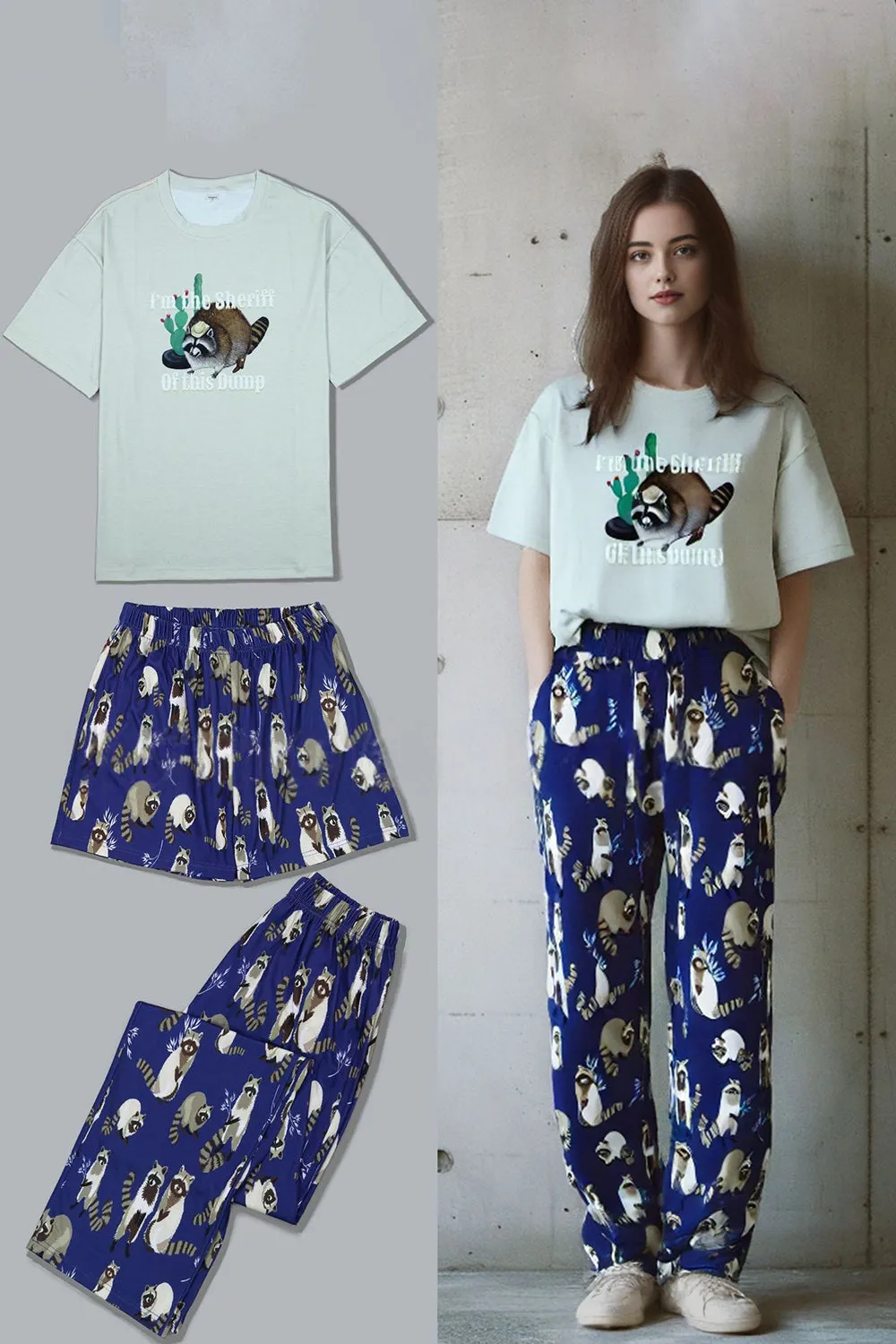 Light Green Animal Printed Matching Family Pajamas sold by Zapaka product image thumbnail 2