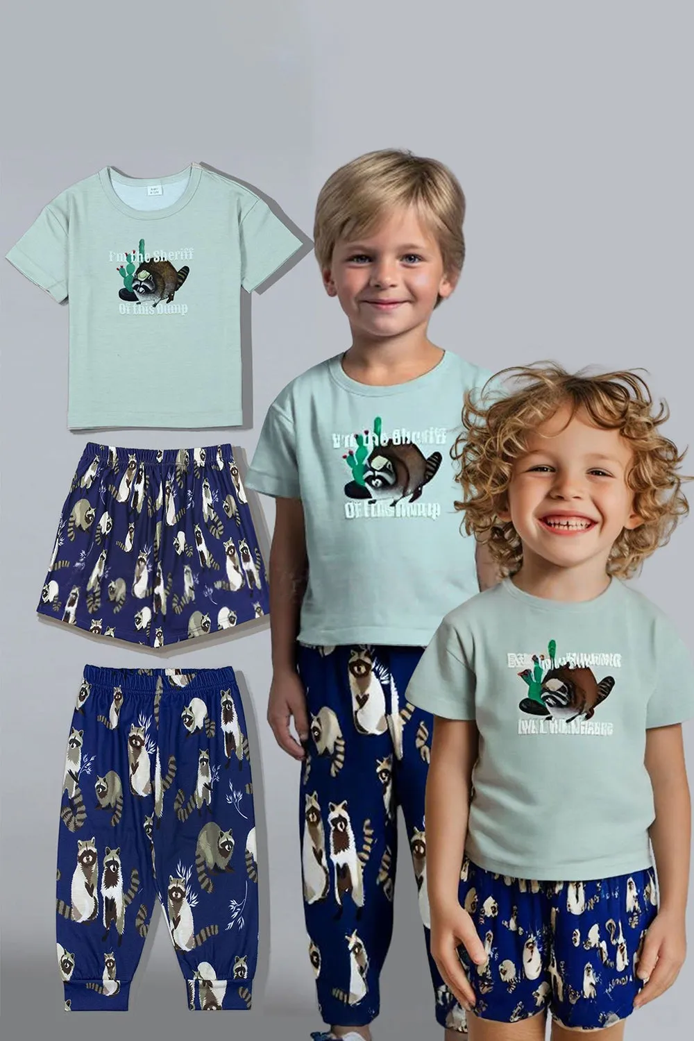 Light Green Animal Printed Matching Family Pajamas sold by Zapaka product image thumbnail 4