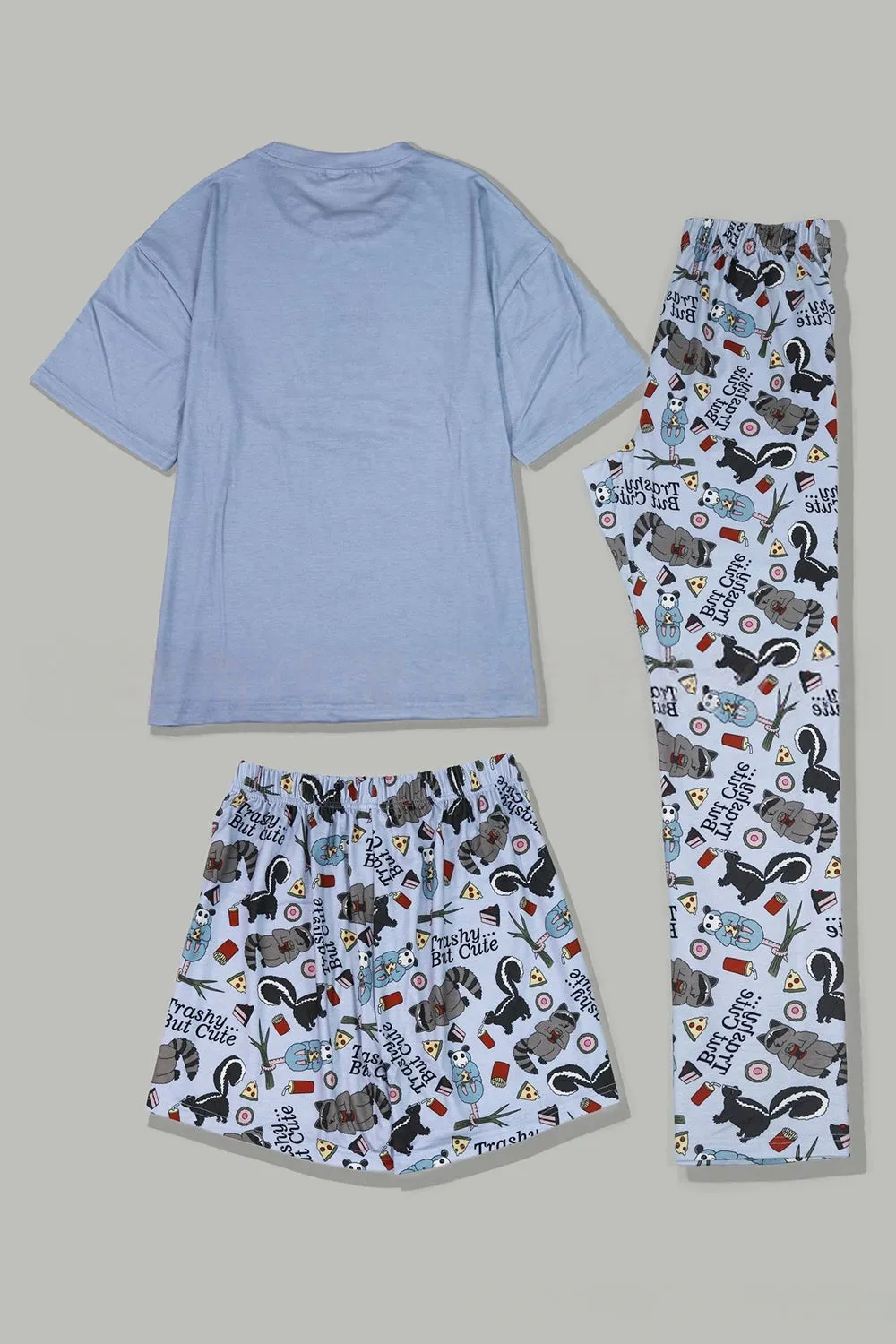 Grey Printed Short Sleeve Matching Family Pajamas sold by Zapaka product image thumbnail 4