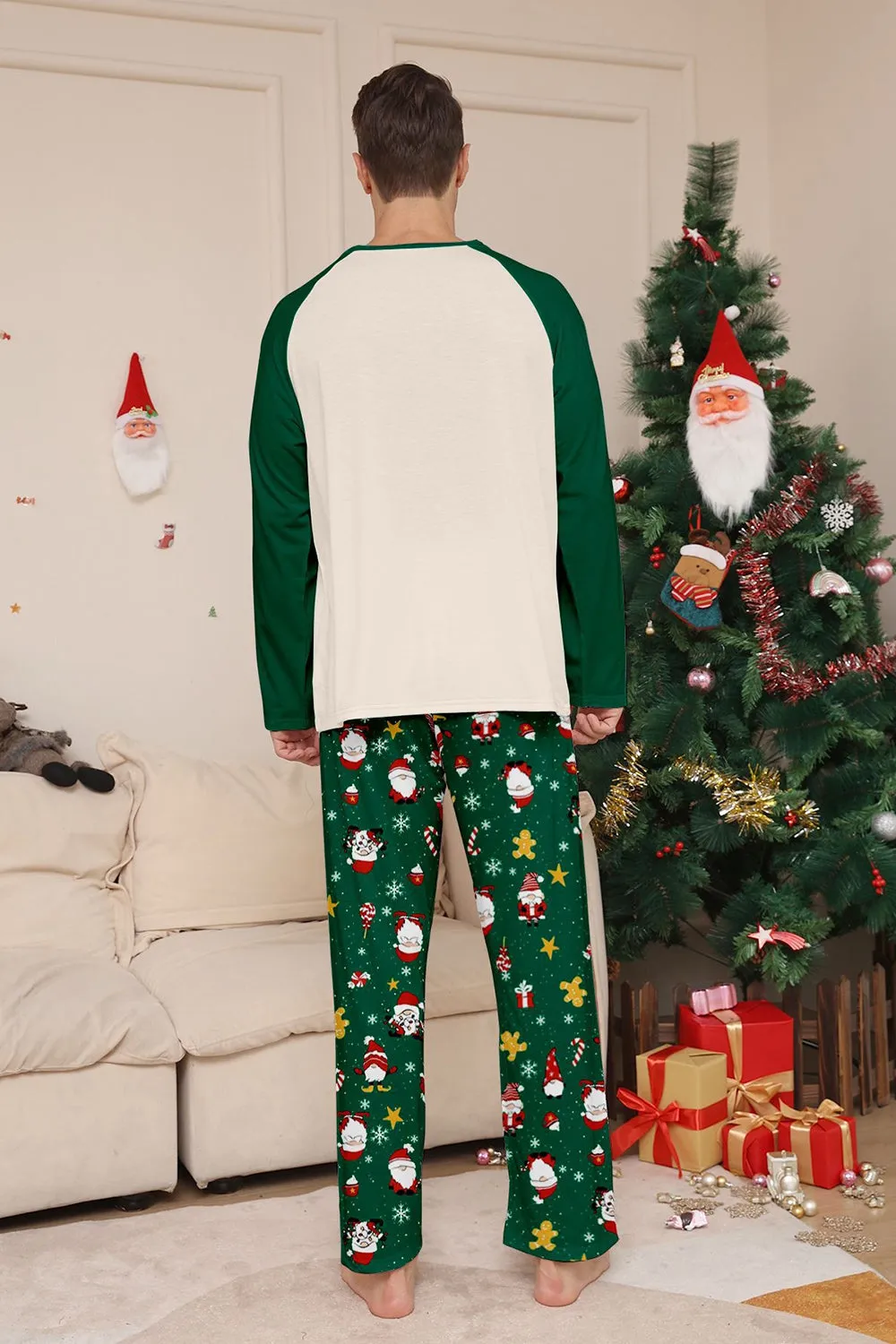 Dark Green Christmas Print Santa Family Matching Pajamas Sets sold by Zapaka product image thumbnail 4