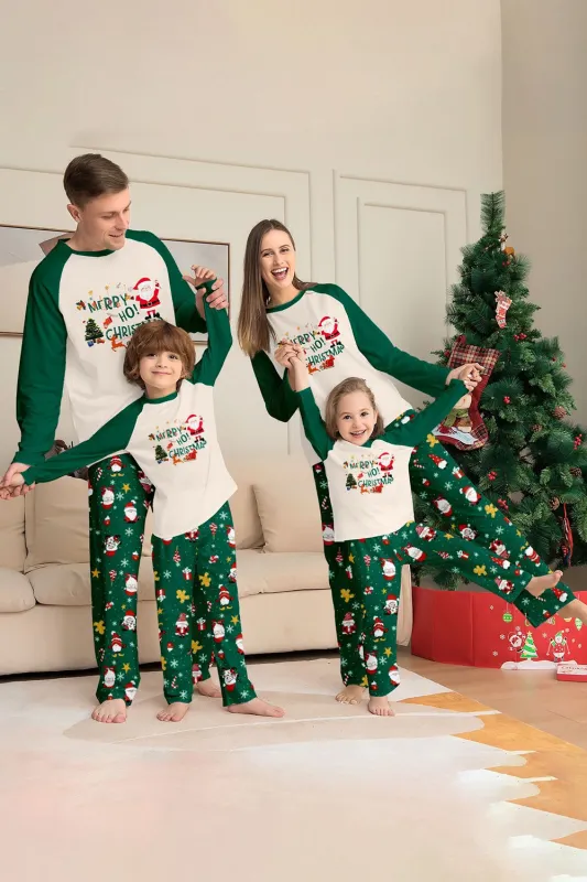 Dark Green Christmas Print Santa Family Matching Pajamas Sets sold by Zapaka