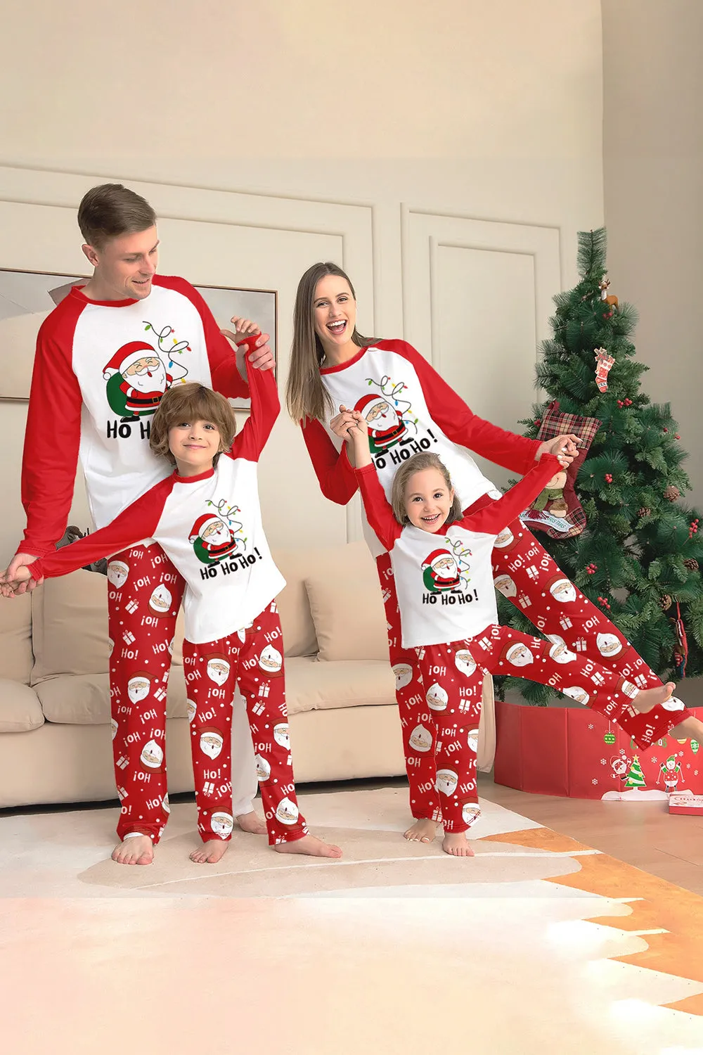 Red Santa Print Christmas Family Matching Pajamas sold by Zapaka