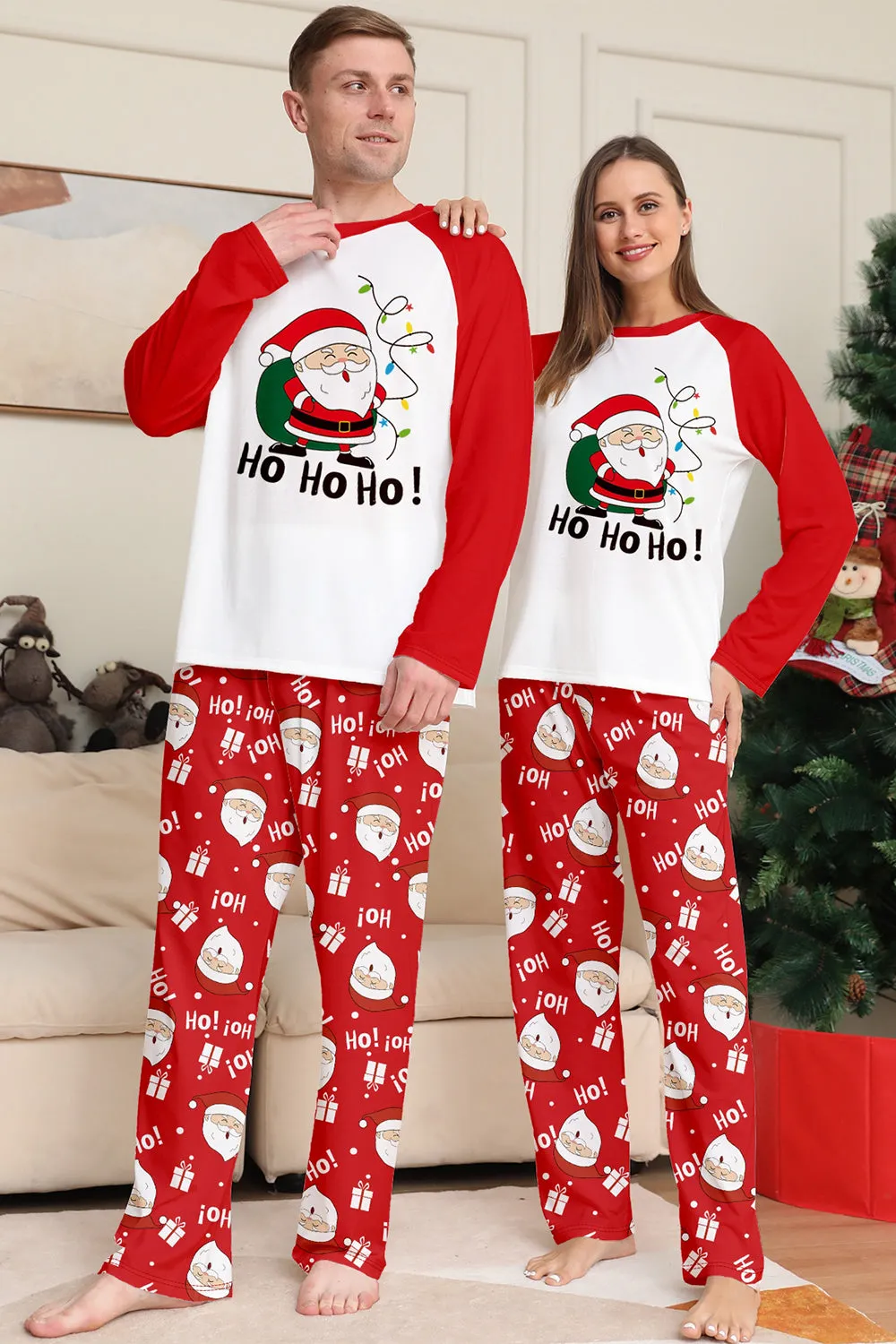 Red Santa Print Christmas Family Matching Pajamas sold by Zapaka product image thumbnail 2