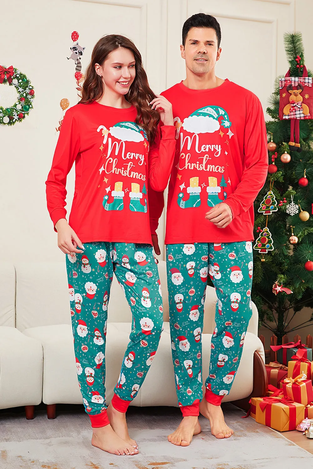 Red Merry Christmas Santa Print Family Matching Pajamas sold by Zapaka product image thumbnail 3