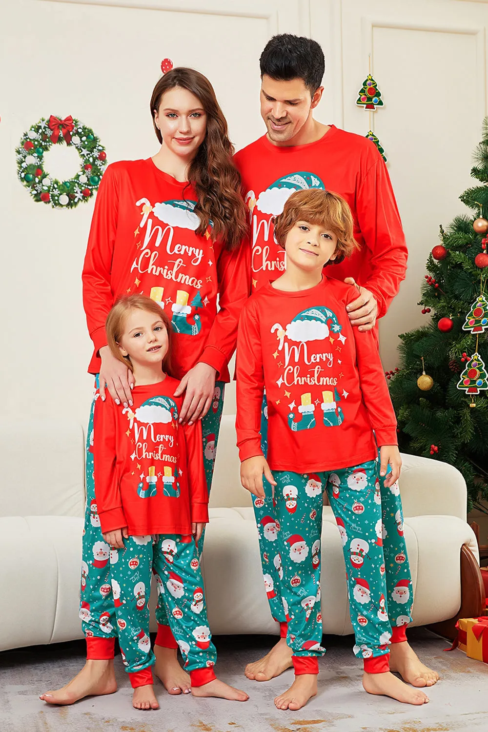 Red Merry Christmas Santa Print Family Matching Pajamas sold by Zapaka product image thumbnail 2