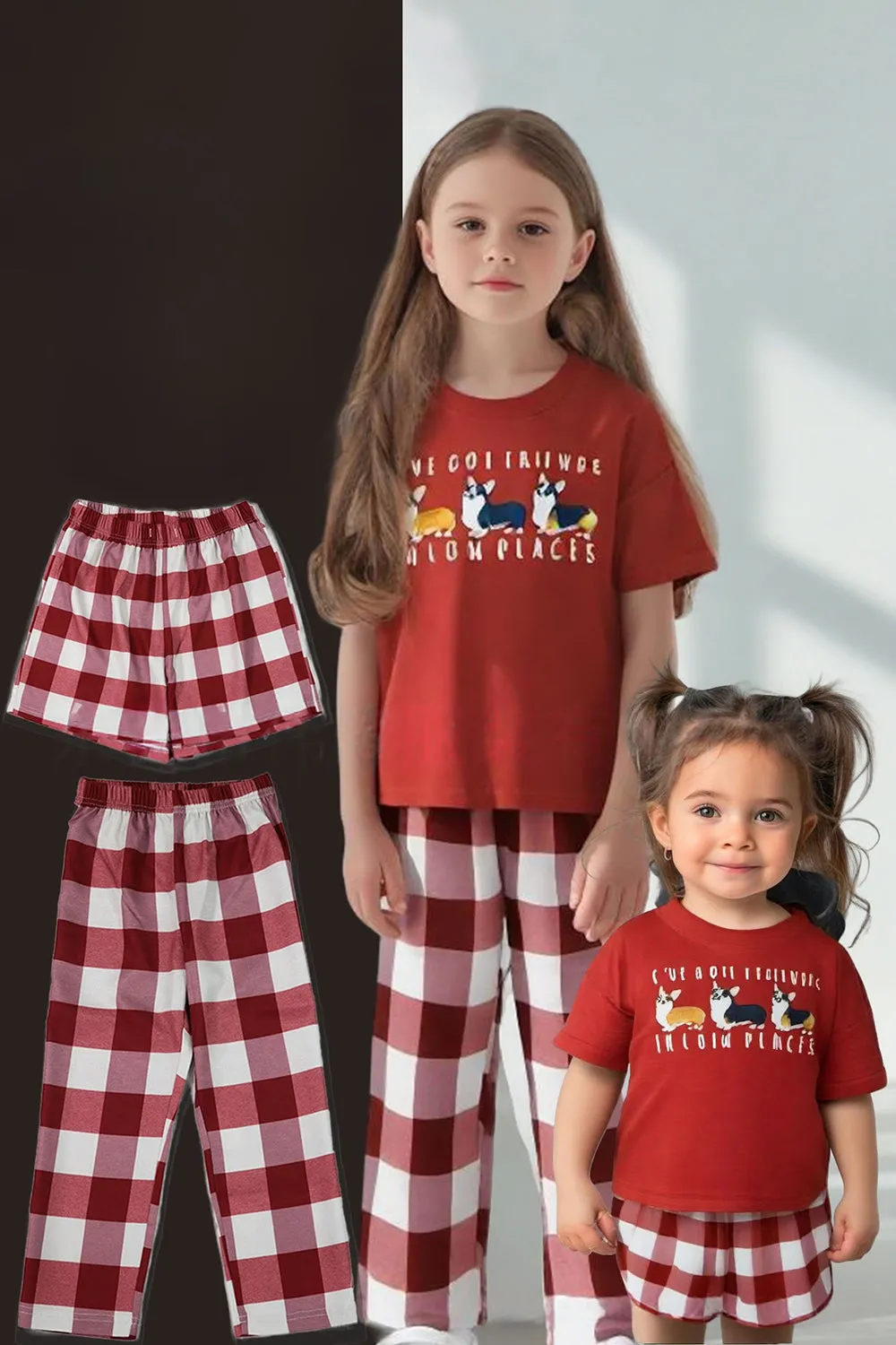 Red Dog Printed Short Sleeve Matching Family Pajamas sold by Zapaka product image thumbnail 5