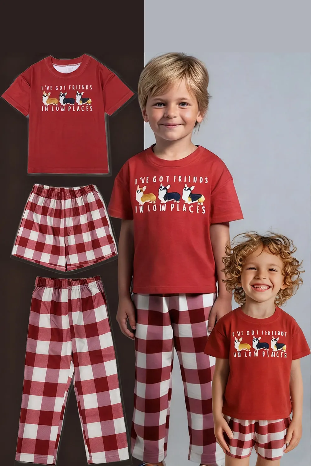 Red Dog Printed Short Sleeve Matching Family Pajamas sold by Zapaka product image thumbnail 4