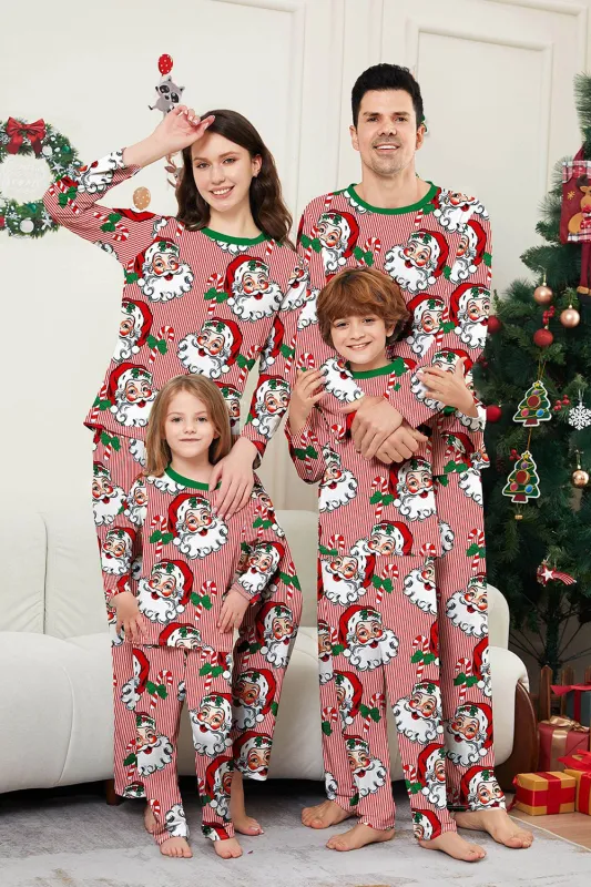 Red Striped Long Sleeve Printed Christmas Pajamas Set sold by Zapaka