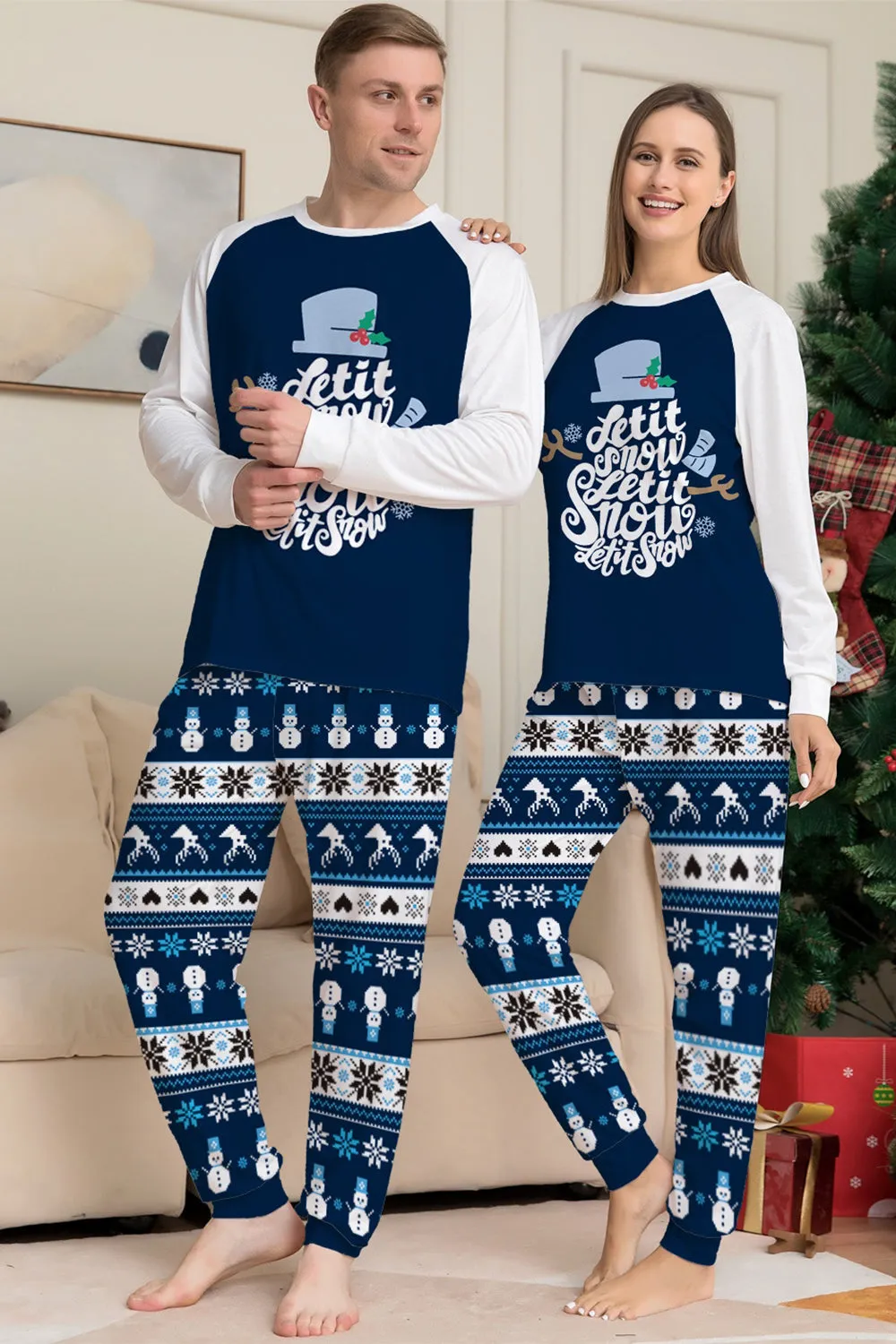 Dark Blue Long Sleeve Striped Pants Printed Christmas Pajamas Set sold by Zapaka product image thumbnail 2