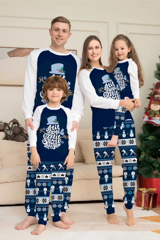 Dark Blue Long Sleeve Striped Pants Printed Christmas Pajamas Set sold by Zapaka