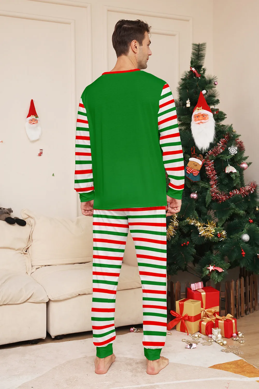 Green Horizontal Stripe Print Christmas Family Matching Pajama Set sold by Zapaka product image thumbnail 4
