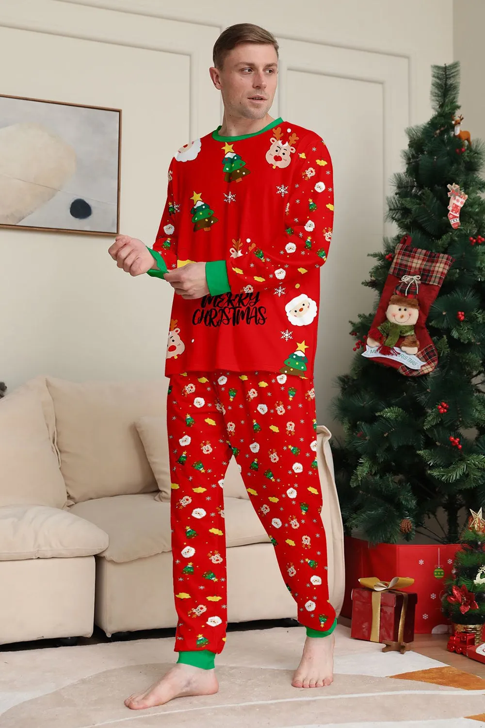 Christmas Cozy Red Print Family Matching Pajamas Set sold by Zapaka product image thumbnail 3