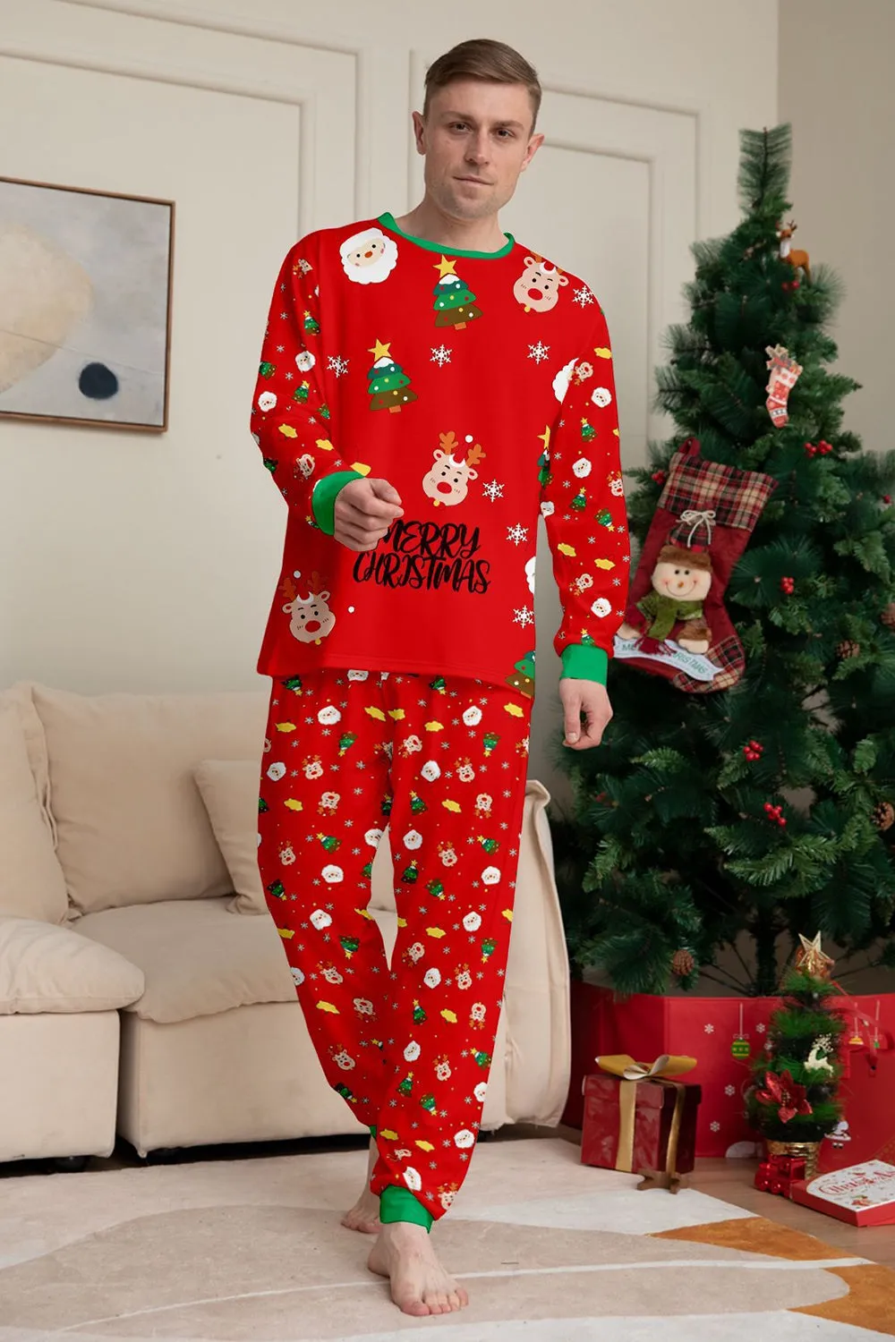 Christmas Cozy Red Print Family Matching Pajamas Set sold by Zapaka product image thumbnail 5