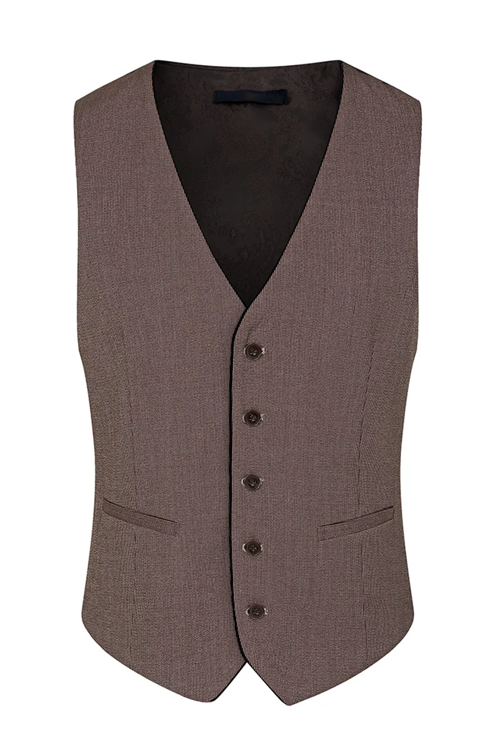 Taupe 3 Piece Slim Fit Notched Lapel One Button Men's Formal Suits sold by Zapaka product image thumbnail 4