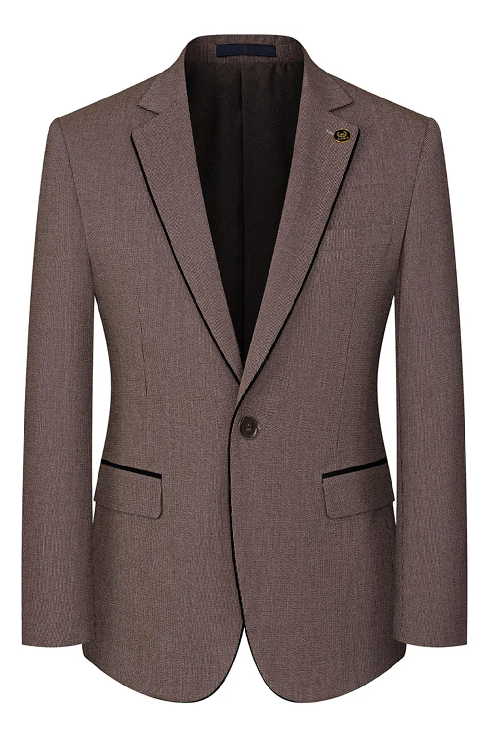 Taupe 3 Piece Slim Fit Notched Lapel One Button Men's Formal Suits sold by Zapaka product image thumbnail 2
