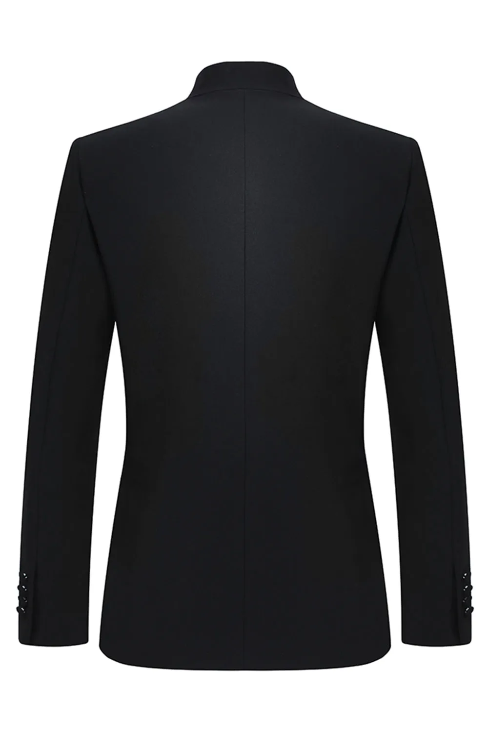 2 Piece Single Breasted Black Slim Fit Men's Mandarin Collar Suit sold by Zapaka product image thumbnail 3