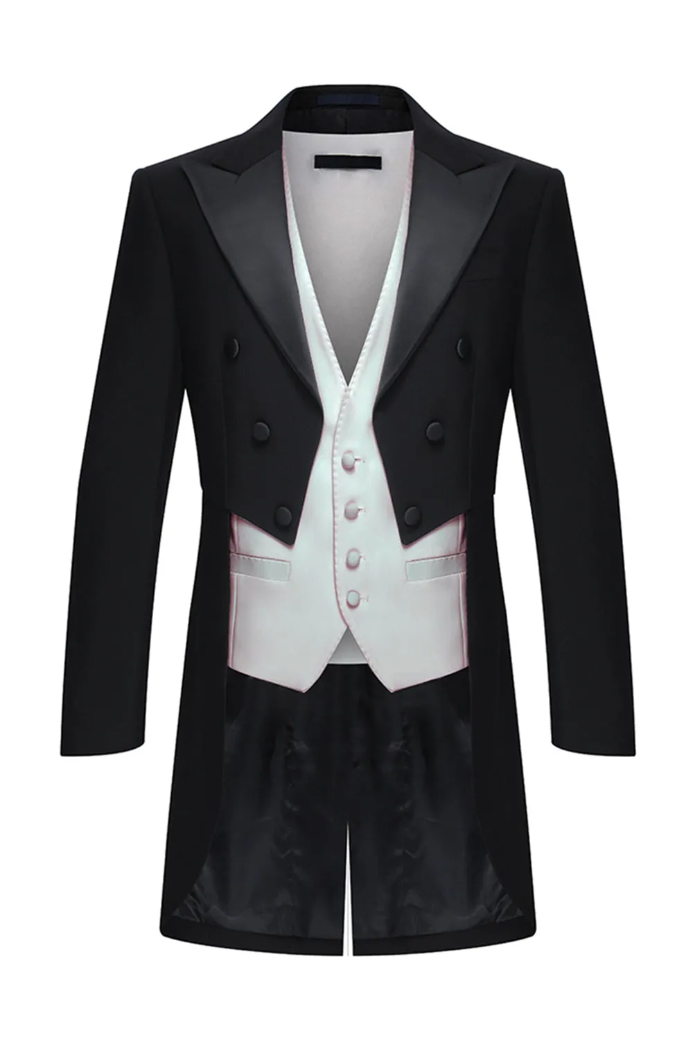 Black Peak Lapel Double Breasted Men's 3 Piece Tuxedo sold by Zapaka product image thumbnail 2
