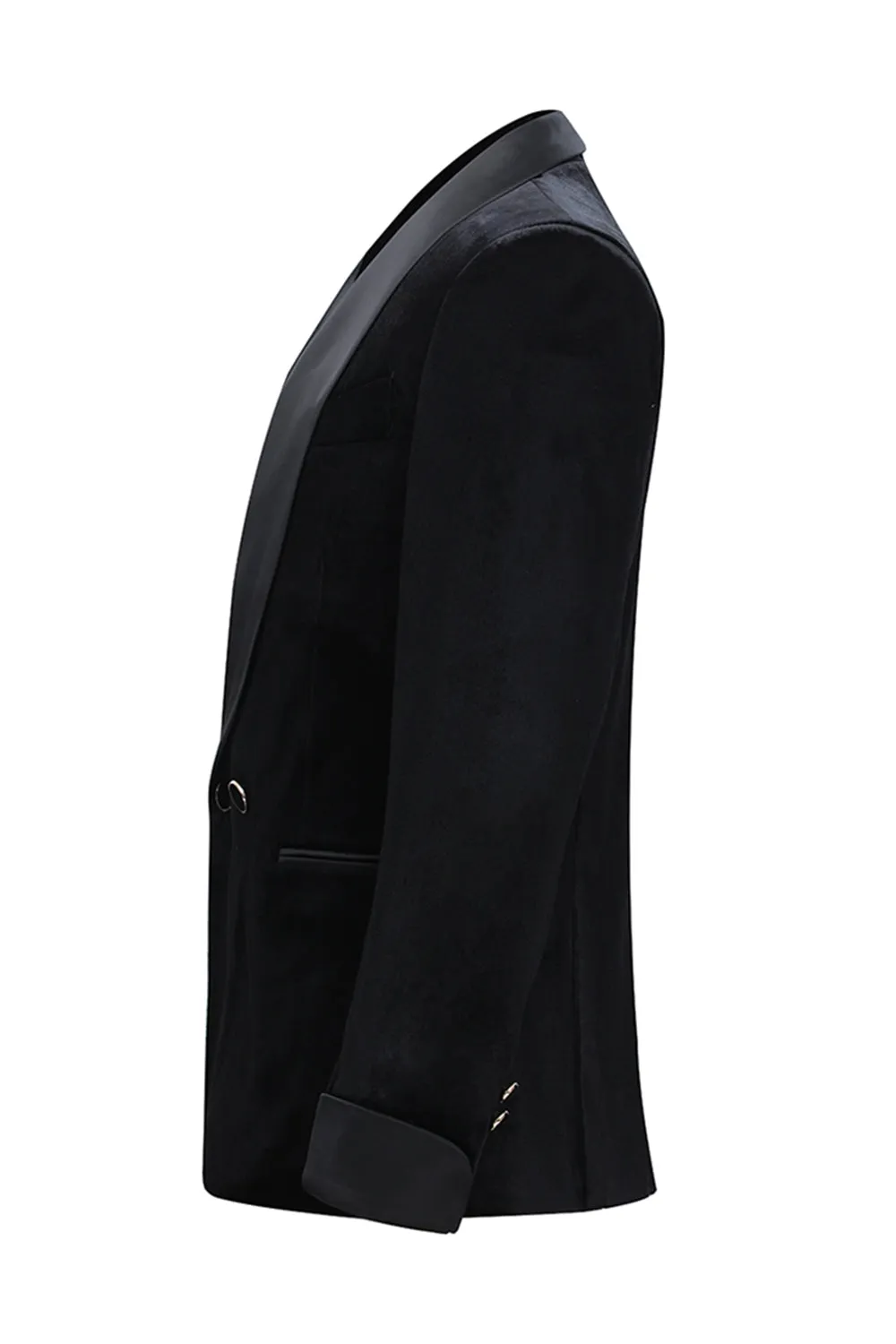Shawl Lapel 2 Piece Black Velvet Men's Suits sold by Zapaka product image thumbnail 4