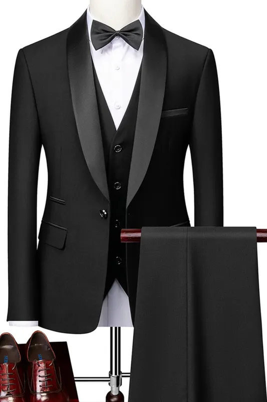 Men's Black Shawl Lapel One Button Formal Suits sold by Zapaka