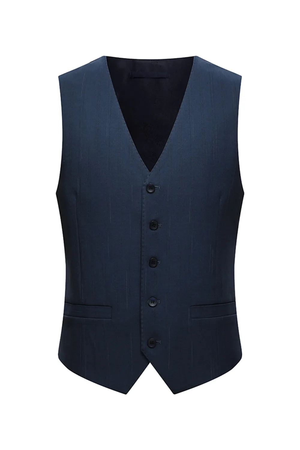 3 Piece Single Breasted Slim Fit Peak Lapel Men's Navy Suits sold by Zapaka product image thumbnail 5