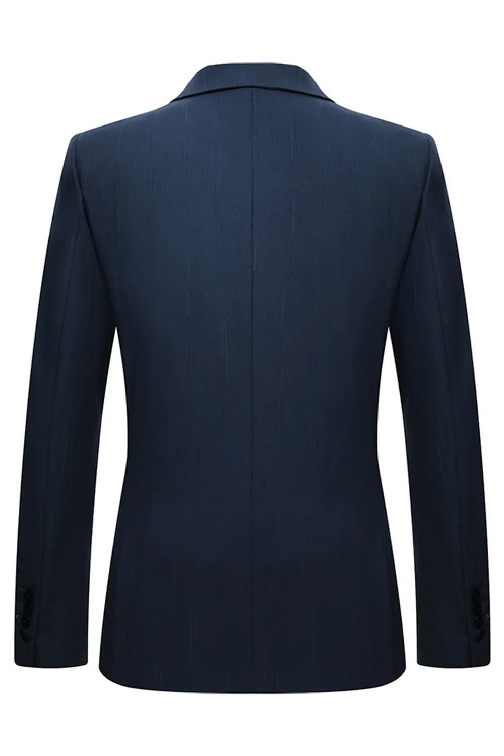 3 Piece Single Breasted Slim Fit Peak Lapel Men's Navy Suits sold by Zapaka product image thumbnail 3