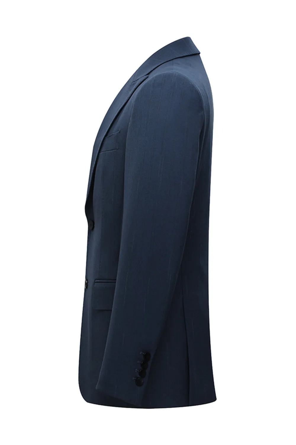 3 Piece Single Breasted Slim Fit Peak Lapel Men's Navy Suits sold by Zapaka product image thumbnail 4