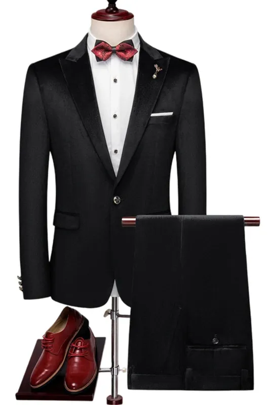 Black Peak Lapel 2 Piece Men's Suits sold by Zapaka