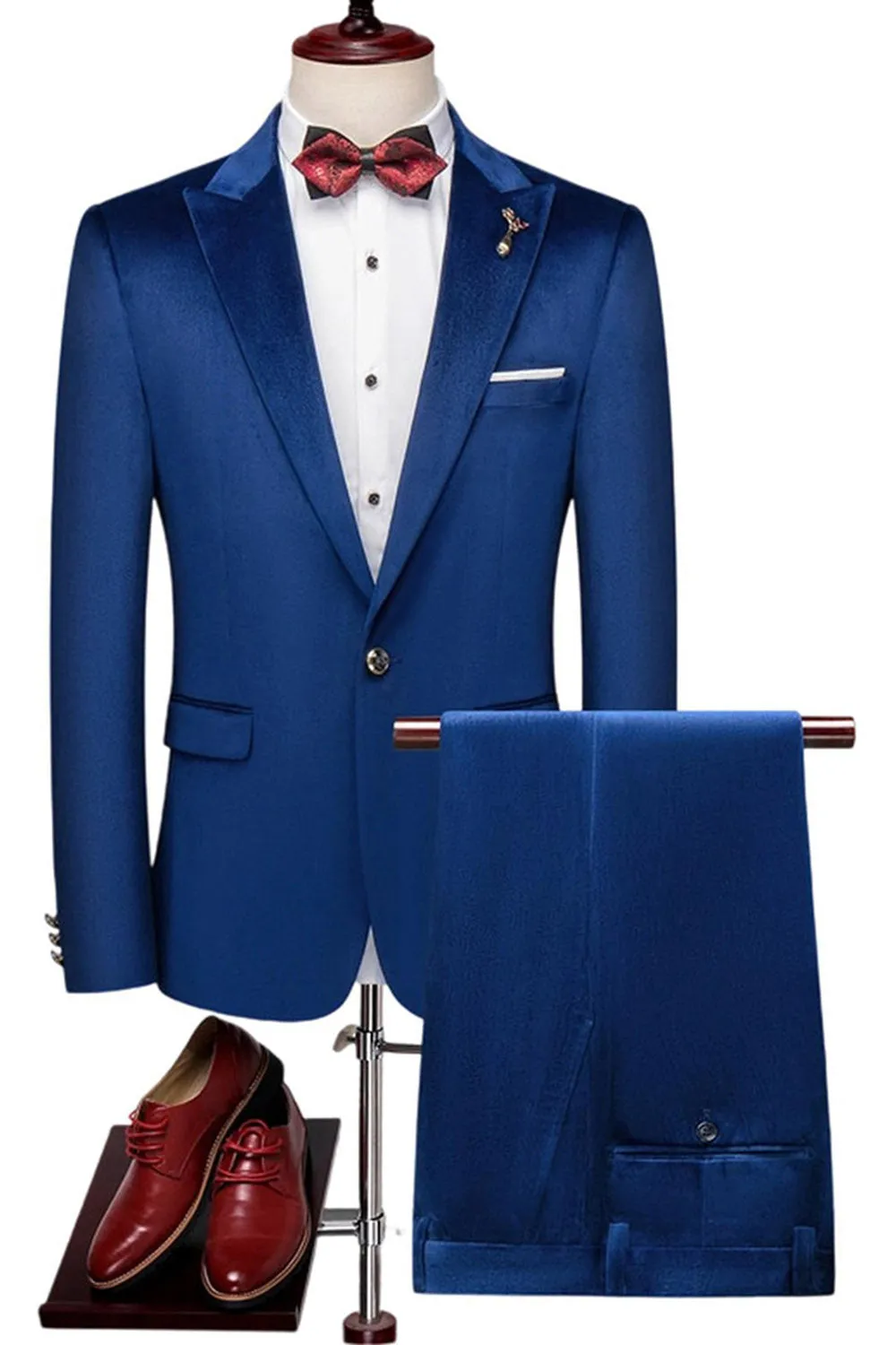 Blue Peak Lapel 2 Piece Slim Fit Prom Suits sold by Zapaka